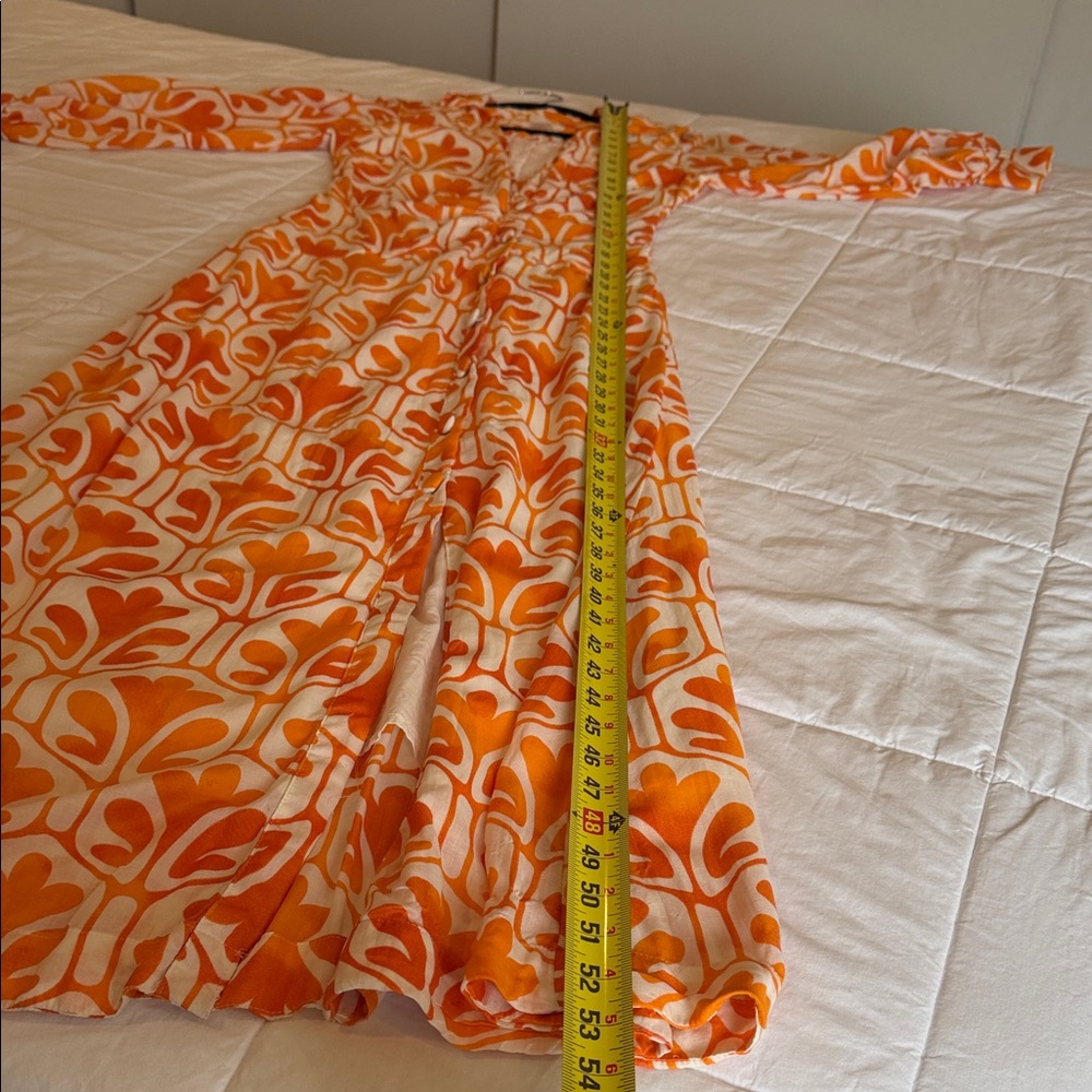Anthropologie Orange and Cream Floral-Print Long Sleeve Maxi Dress - Picture 11 of 13